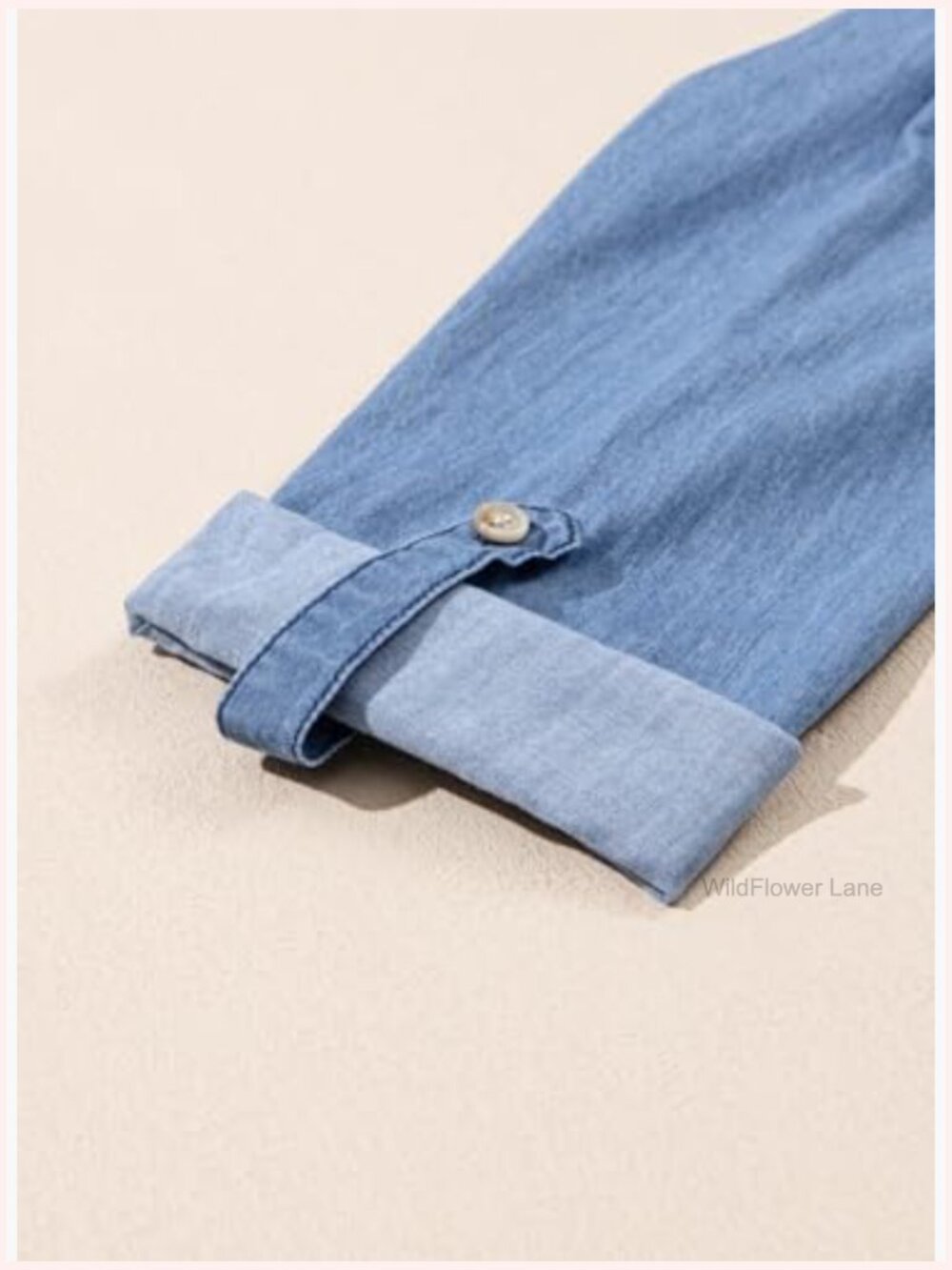 Women's Long Sleeve Button Down Denim Shirt - Classic Jean Top - Picture 5 of 7